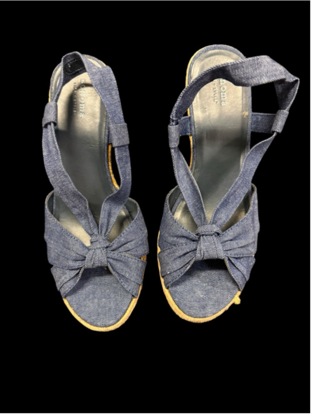 Women's Sonoma Blue Denim Wedge Sandals. Size 9M